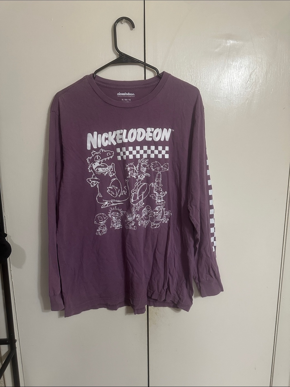 Nickelodeon Purple Long-Sleeve Tee with White Character Graphics